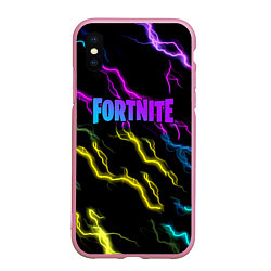 Чехол iPhone XS Max матовый Fortnite неоновый шторм абстракция, цвет: 3D-розовый