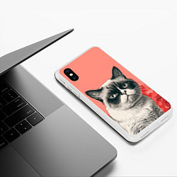 Чехол iPhone XS Max матовый Недовольный кот в день Святого Валентина, цвет: 3D-белый — фото 2