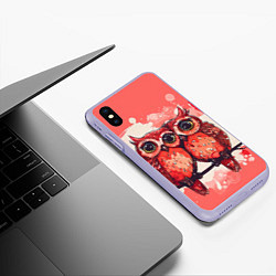 Чехол iPhone XS Max матовый Влюбленные совушки, цвет: 3D-светло-сиреневый — фото 2