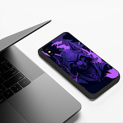 Чехол iPhone XS Max матовый Фиолетовый волк в доспехах, цвет: 3D-черный — фото 2