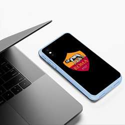 Чехол iPhone XS Max матовый Roma fc club sport, цвет: 3D-голубой — фото 2