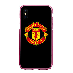 Чехол iPhone XS Max матовый Manchester United fc club, цвет: 3D-малиновый