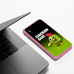 Чехол iPhone XS Max матовый Chicken Gun - Zombie Chicken, цвет: 3D-малиновый — фото 2