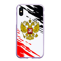 Чехол iPhone XS Max матовый Россия имперские краски текстура, цвет: 3D-светло-сиреневый