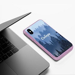 Чехол iPhone XS Max матовый Сибирь леса, цвет: 3D-сиреневый — фото 2