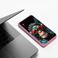 Чехол iPhone XS Max матовый Крутая обезьяна в очках, цвет: 3D-малиновый — фото 2