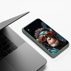 Чехол iPhone XS Max матовый Крутая обезьяна в очках, цвет: 3D-темно-зеленый — фото 2
