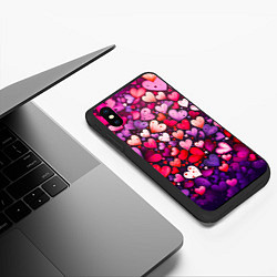 Чехол iPhone XS Max матовый Множество сердец, цвет: 3D-черный — фото 2
