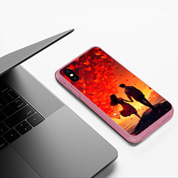 Чехол iPhone XS Max матовый Влюбленная пара в день святого Валентина, цвет: 3D-малиновый — фото 2