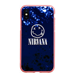 Чехол iPhone XS Max матовый Nirvana рок краски, цвет: 3D-баблгам