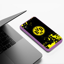 Чехол iPhone XS Max матовый Borussia краски жёлтые, цвет: 3D-фиолетовый — фото 2