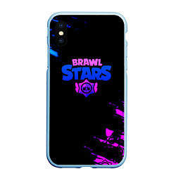 Чехол iPhone XS Max матовый Brawl stars neon, цвет: 3D-голубой