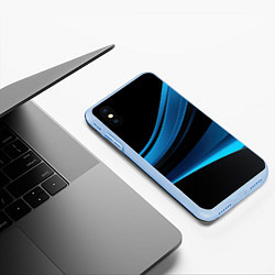Чехол iPhone XS Max матовый Черная и синяя геометрическая абстракция, цвет: 3D-голубой — фото 2