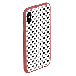Чехол iPhone XS Max матовый Черно-белые сердечки, цвет: 3D-красный — фото 2