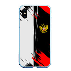 Чехол iPhone XS Max матовый Россия герб краски текстура, цвет: 3D-голубой