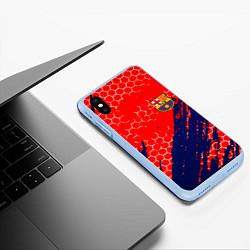 Чехол iPhone XS Max матовый Барселона спорт краски текстура, цвет: 3D-голубой — фото 2