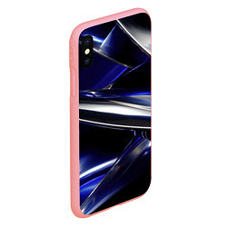 Чехол iPhone XS Max матовый Синие и серебреные абстрактные полосы, цвет: 3D-баблгам — фото 2