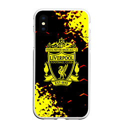 Чехол iPhone XS Max матовый Liverpool жёлтые краски текстура, цвет: 3D-белый