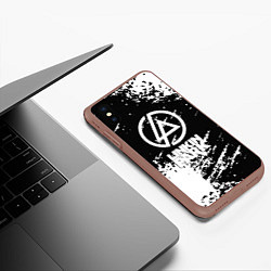 Чехол iPhone XS Max матовый Linkin park logo краски текстура, цвет: 3D-коричневый — фото 2