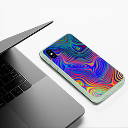 Чехол iPhone XS Max матовый Яркая абстракция волнистых линий, цвет: 3D-салатовый — фото 2