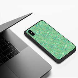 Чехол iPhone XS Max матовый Цветочный светло-зелёный, цвет: 3D-черный — фото 2