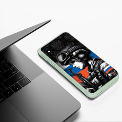 Чехол iPhone XS Max матовый Русская военная девушка, цвет: 3D-салатовый — фото 2
