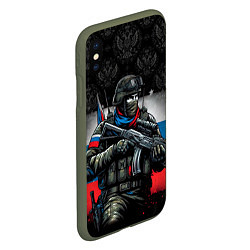 Чехол iPhone XS Max матовый Русский солдат, цвет: 3D-темно-зеленый — фото 2