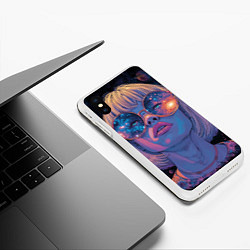 Чехол iPhone XS Max матовый Девушка в очках в космосе, цвет: 3D-белый — фото 2