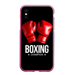 Чехол iPhone XS Max матовый Boxing Champion, цвет: 3D-малиновый