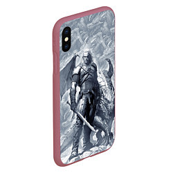 Чехол iPhone XS Max матовый The Witcher and dragon - hand drawn style, цвет: 3D-малиновый — фото 2