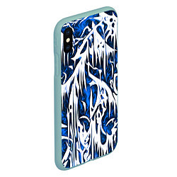 Чехол iPhone XS Max матовый Белый и синий узор, цвет: 3D-мятный — фото 2
