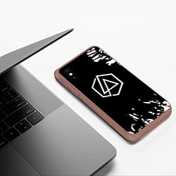 Чехол iPhone XS Max матовый Linkin park краски текстура рок, цвет: 3D-коричневый — фото 2