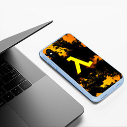 Чехол iPhone XS Max матовый Half life текстура блэк меса, цвет: 3D-голубой — фото 2