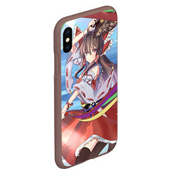 Чехол iPhone XS Max матовый Touhou Project Рейму улыбка, цвет: 3D-коричневый — фото 2