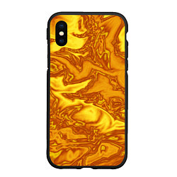 Чехол iPhone XS Max матовый Абстракция жидкое золото, цвет: 3D-черный