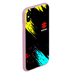 Чехол iPhone XS Max матовый Suzuki краски абстрактные, цвет: 3D-розовый — фото 2