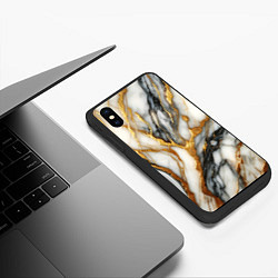 Чехол iPhone XS Max матовый Мрамор - текстура, цвет: 3D-черный — фото 2