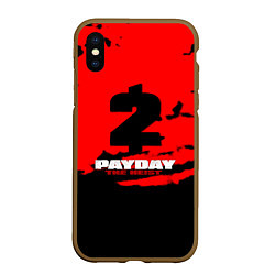 Чехол iPhone XS Max матовый Payday 2 краски, цвет: 3D-коричневый