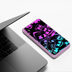 Чехол iPhone XS Max матовый Marshmello neon pattern, цвет: 3D-сиреневый — фото 2