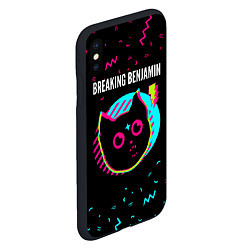 Чехол iPhone XS Max матовый Breaking Benjamin - rock star cat, цвет: 3D-черный — фото 2