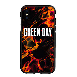 Чехол iPhone XS Max матовый Green Day red lava, цвет: 3D-черный