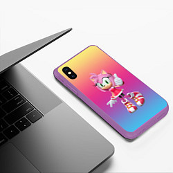 Чехол iPhone XS Max матовый Соник Эми Роуз, цвет: 3D-фиолетовый — фото 2