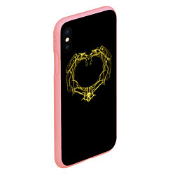 Чехол iPhone XS Max матовый Сердце желтыми энергетическими линиями на черном, цвет: 3D-баблгам — фото 2