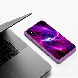 Чехол iPhone XS Max матовый Фантастическая галактика, цвет: 3D-фиолетовый — фото 2