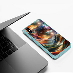 Чехол iPhone XS Max матовый Горы и блеск, цвет: 3D-мятный — фото 2