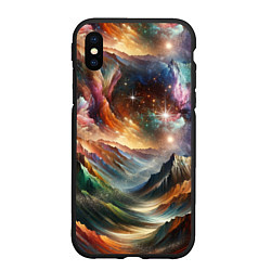 Чехол iPhone XS Max матовый Горы и блеск, цвет: 3D-черный