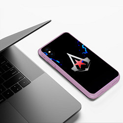 Чехол iPhone XS Max матовый Русский ассасин, цвет: 3D-сиреневый — фото 2