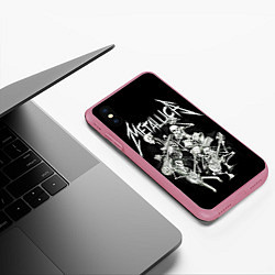 Чехол iPhone XS Max матовый Металлика - скелеты, цвет: 3D-малиновый — фото 2