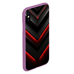 Чехол iPhone XS Max матовый Красное свечение на черном, цвет: 3D-фиолетовый — фото 2