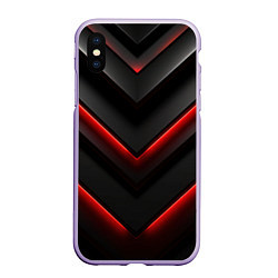 Чехол iPhone XS Max матовый Красное свечение на черном, цвет: 3D-светло-сиреневый